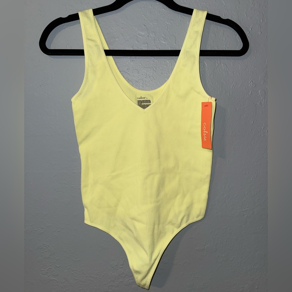 Colsie Ribbed Scoop Neck Body Suit Tank - Yellow